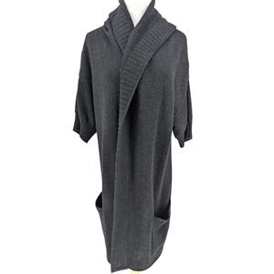 Vince Charcoal Gray Hooded Cashmere Alpaca Long Cardigan Small Minimalist Luxury